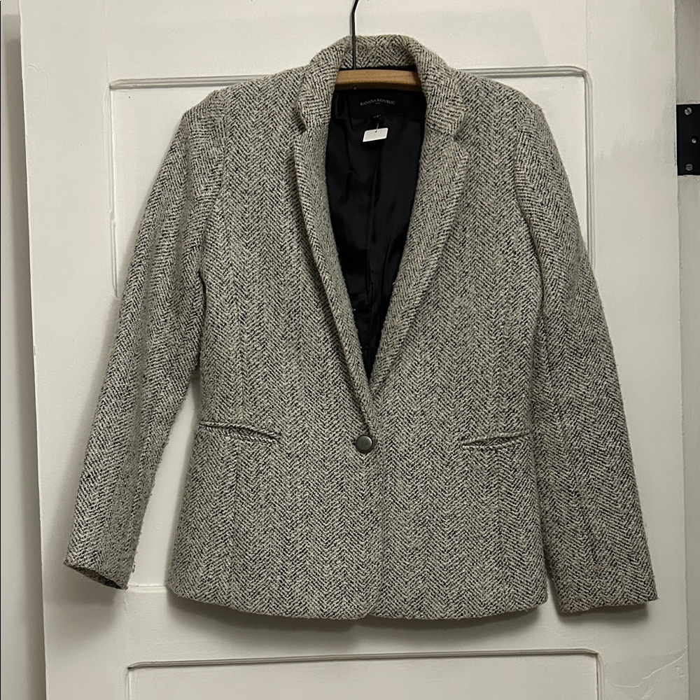 Banana Republic Gray Herringbone Blazer